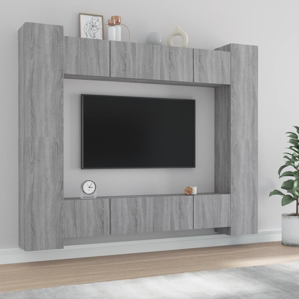 8 Piece TV Cabinet Set Grey Sonoma Engineered Wood