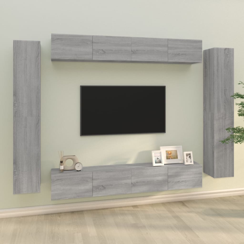 8 Piece TV Cabinet Set Grey Sonoma Engineered Wood