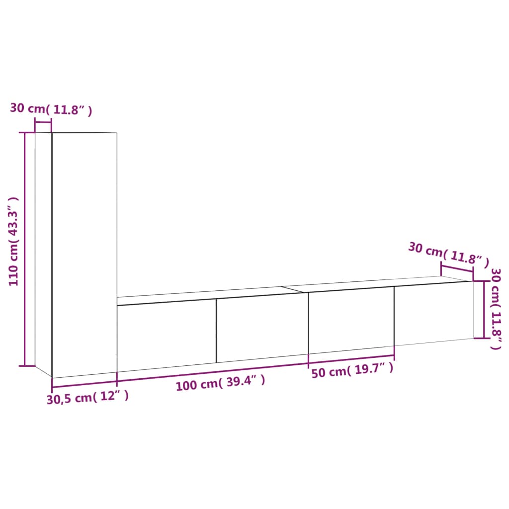 3 Piece TV Cabinet Set Grey Sonoma Engineered Wood