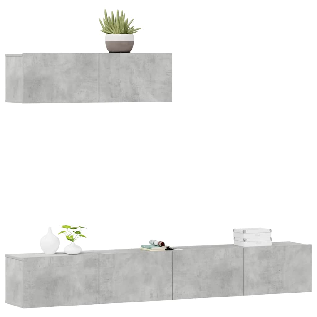 3 Piece TV Cabinet Set Concrete Grey Engineered Wood