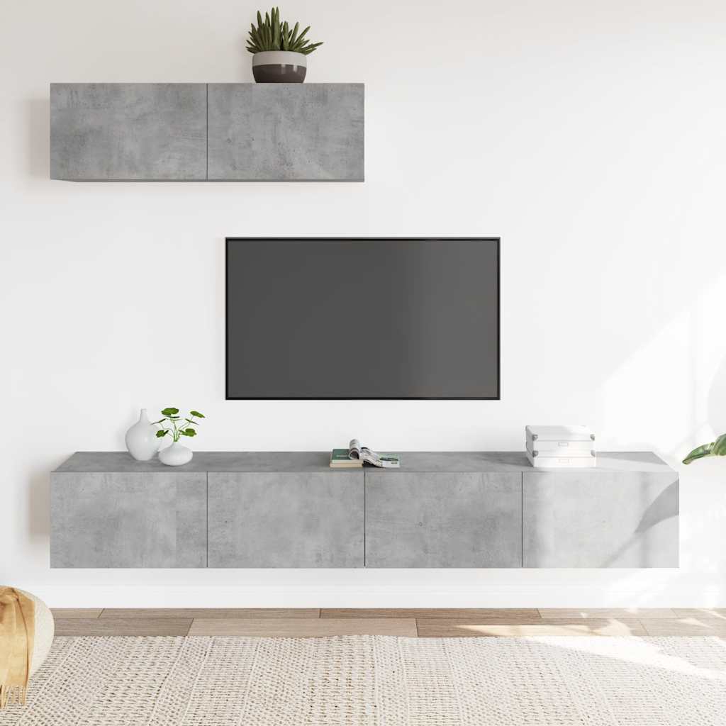 3 Piece TV Cabinet Set Concrete Grey Engineered Wood