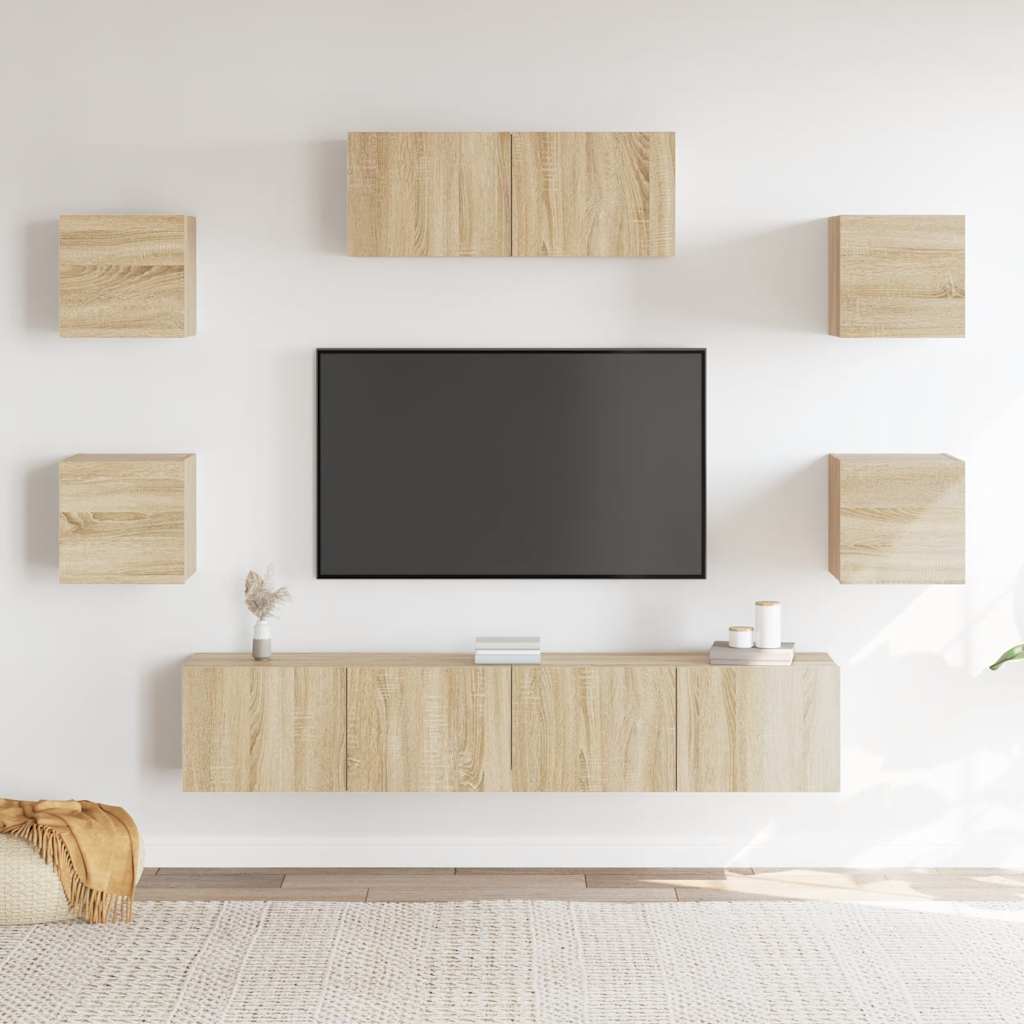 7 Piece TV Cabinet Set Sonoma Oak Engineered Wood