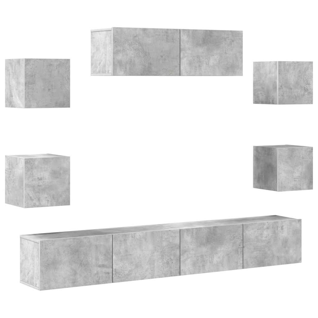 7 Piece TV Cabinet Set Concrete Grey Engineered Wood