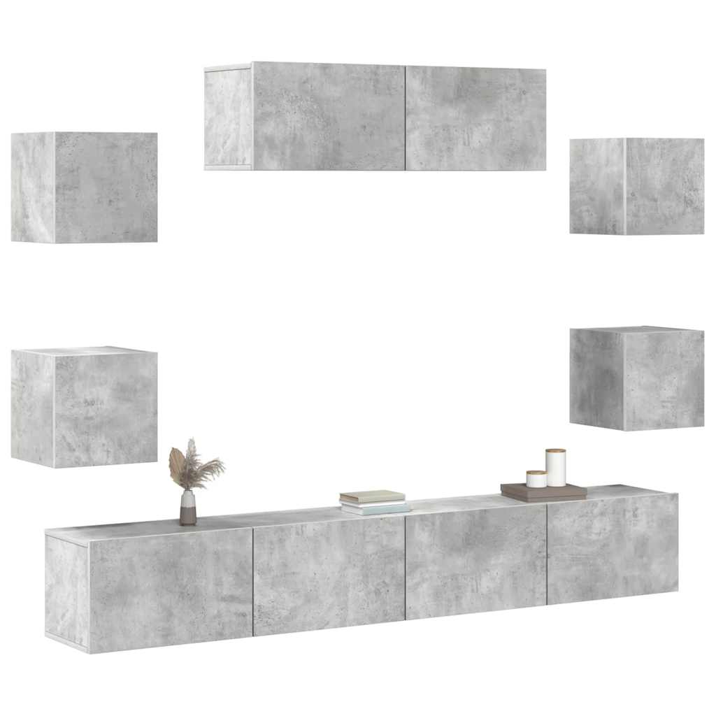 7 Piece TV Cabinet Set Concrete Grey Engineered Wood