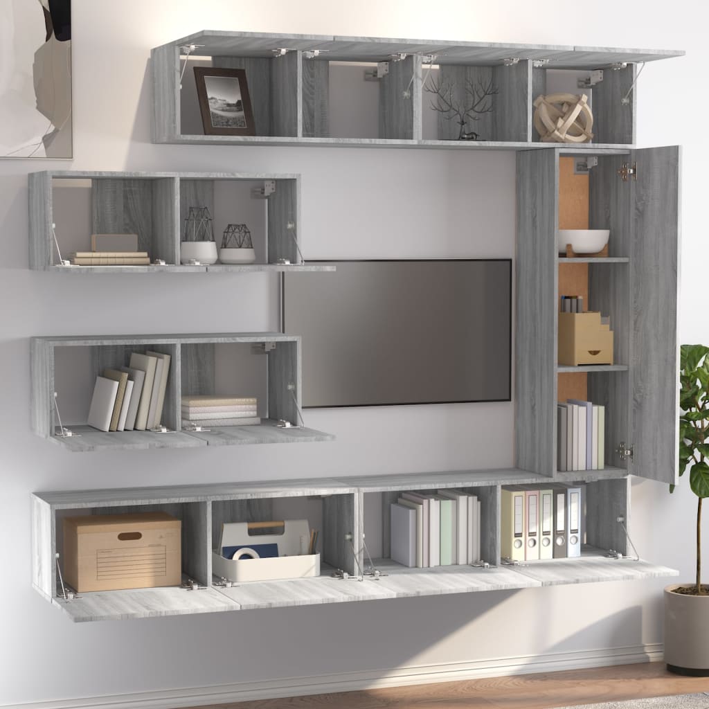 7 Piece TV Cabinet Set Grey Sonoma Engineered Wood