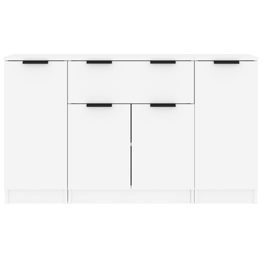 Sideboards 3 pcs White Engineered Wood