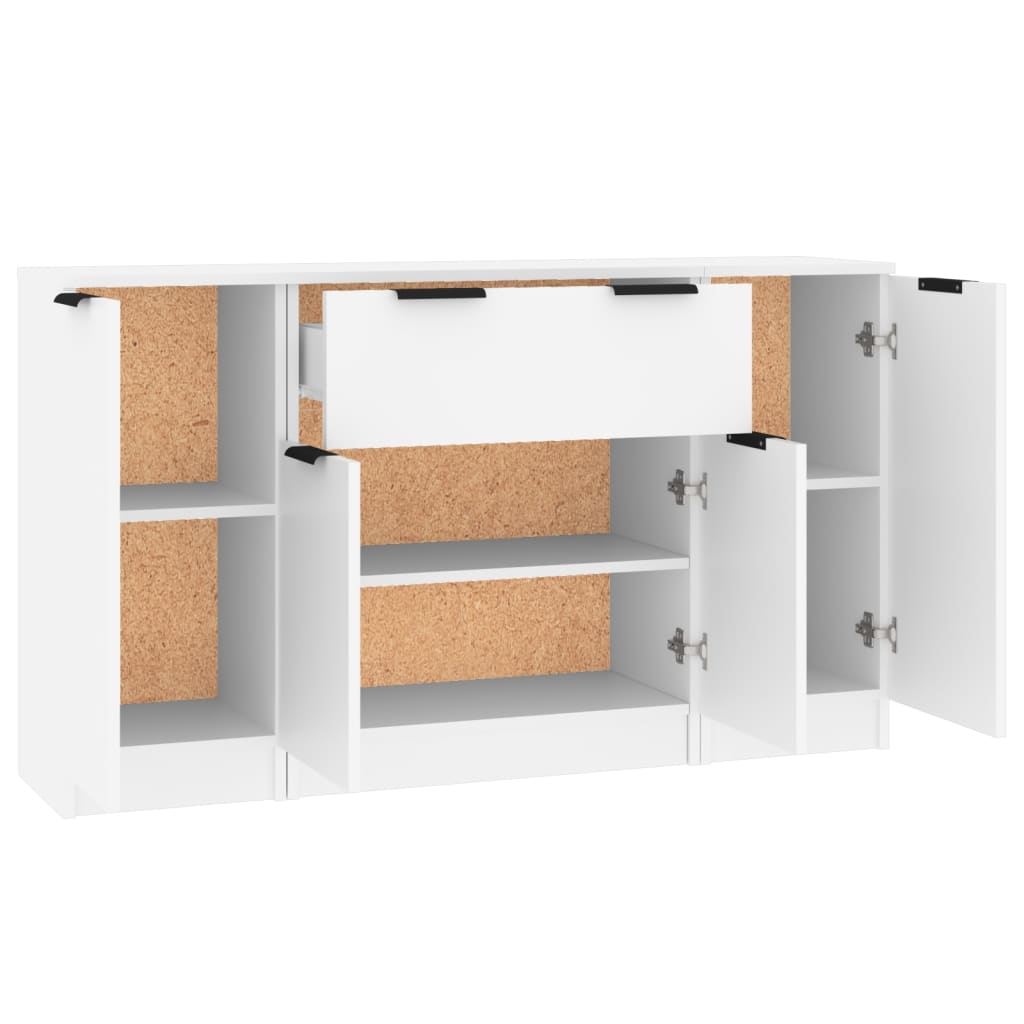 Sideboards 3 pcs White Engineered Wood