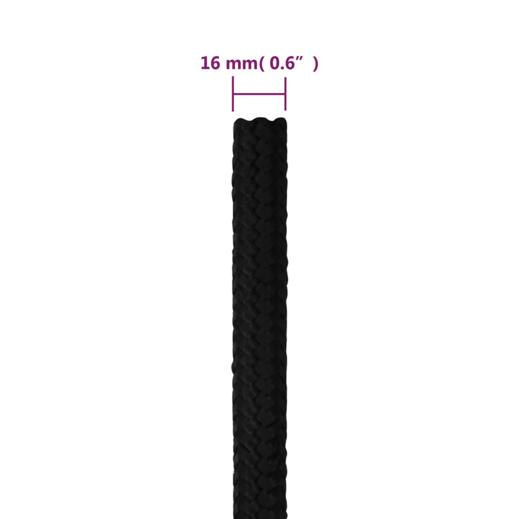 Work Rope Black 16 mm 25 m Polyester
