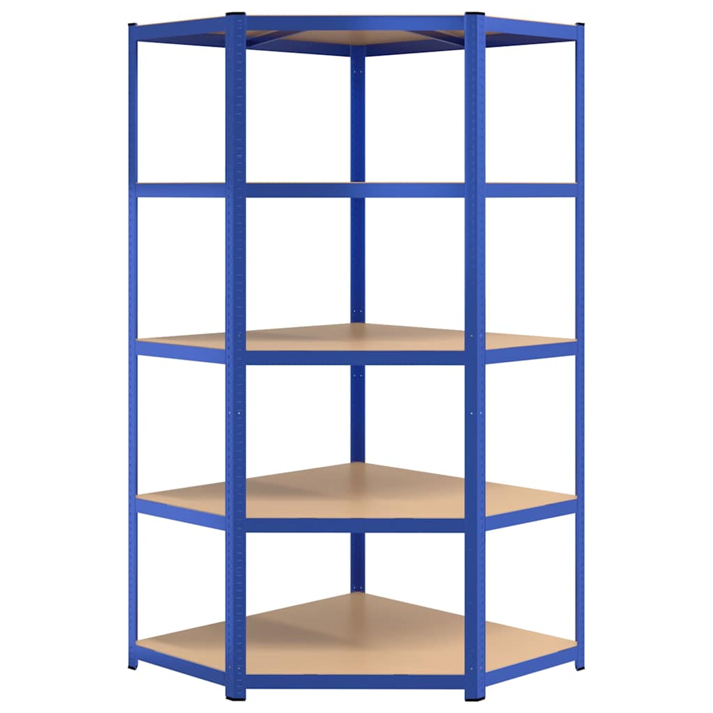 5-Layer Corner Shelf Blue Steel&Engineered Wood
