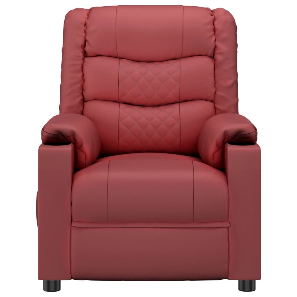 Recliner Chair Wine Red Faux Leather