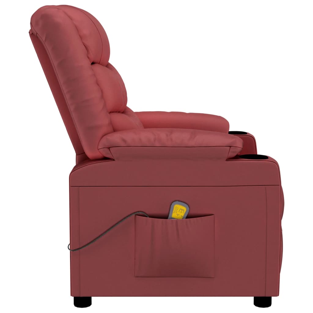 Recliner Chair Wine Red Faux Leather