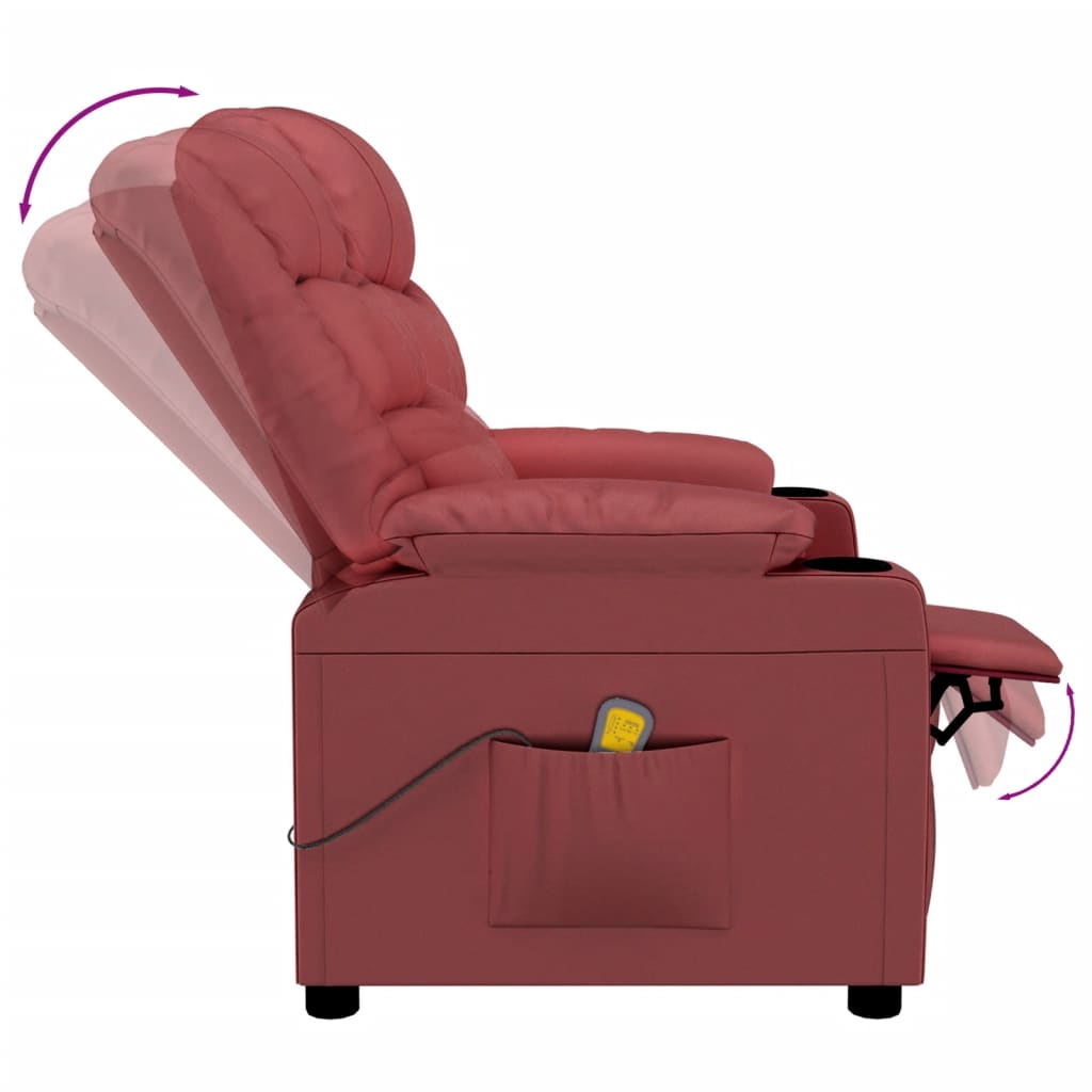 Recliner Chair Wine Red Faux Leather
