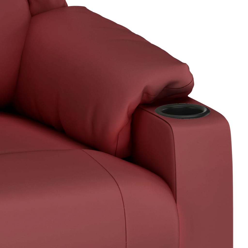 Recliner Chair Wine Red Faux Leather