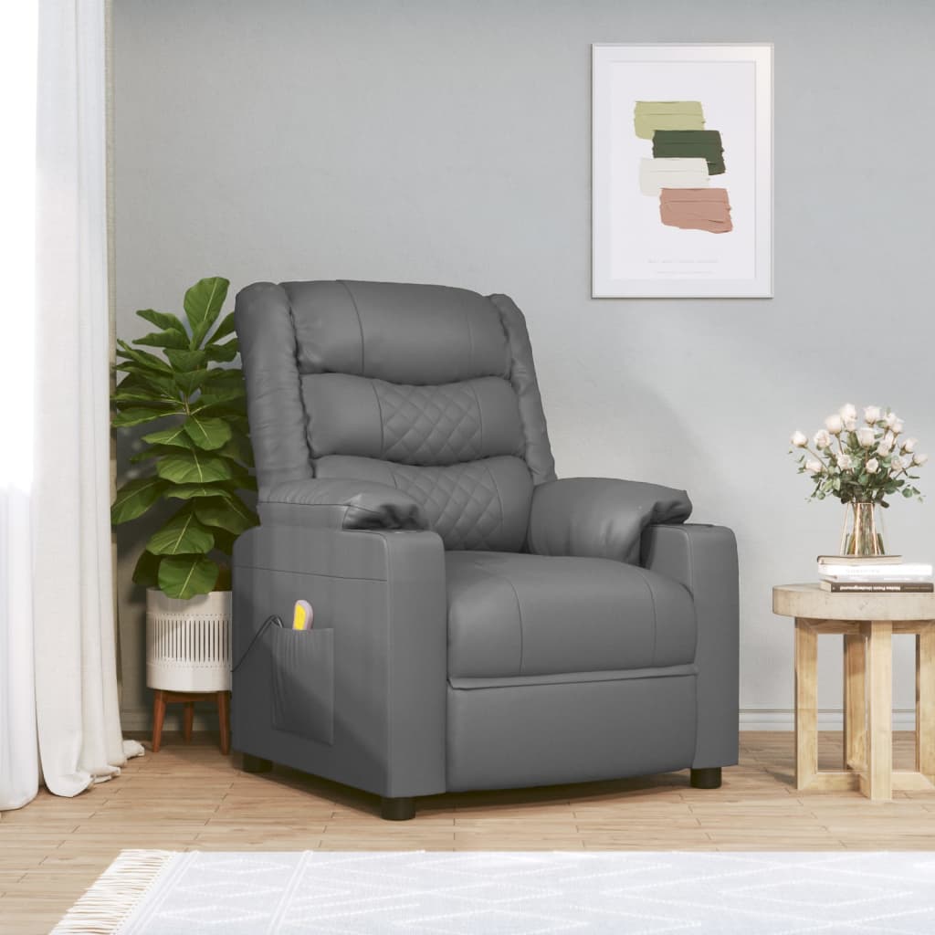 Massage Chair Grey Faux Leather