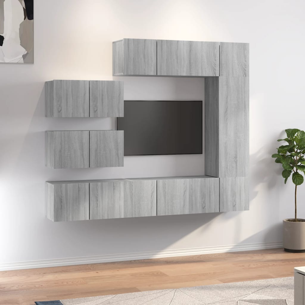 8 Piece TV Cabinet Set Grey Sonoma Engineered Wood