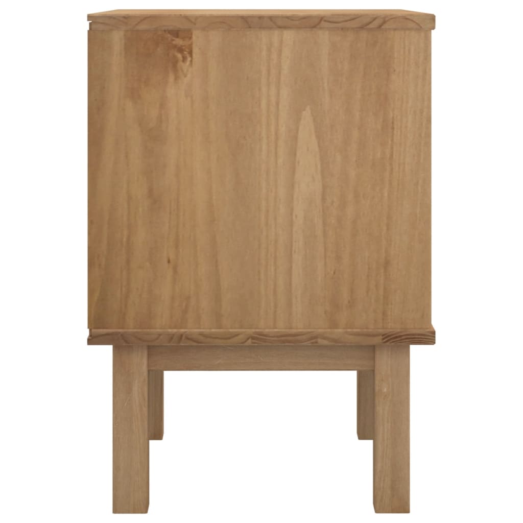 Bedside Cabinet | Brown and White | Solid Pine Wood, Engineered Wood