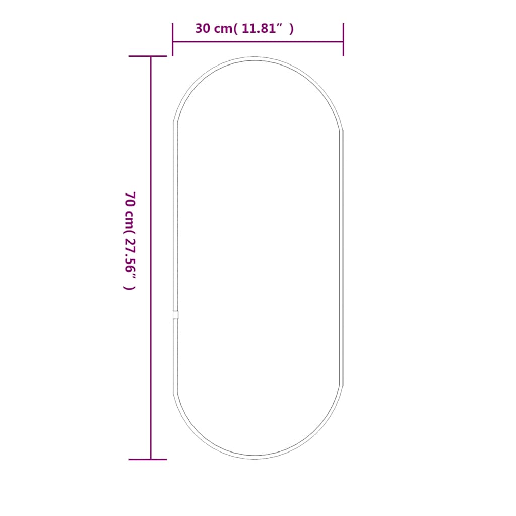 Wall Mirror Silver 70x30 cm Oval