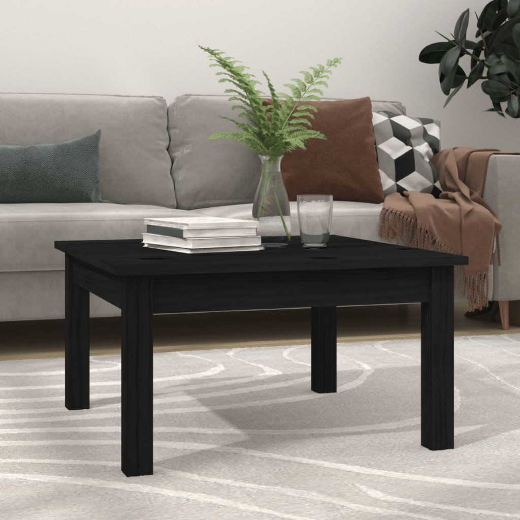814233 vidaXL Coffee Table Black 55x55x30 cm Solid Wood Pine