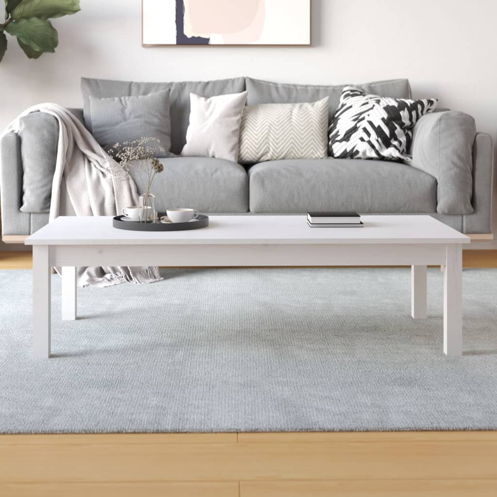 814235 vidaXL Coffee Table White 110x50x30 cm Solid Wood Pine