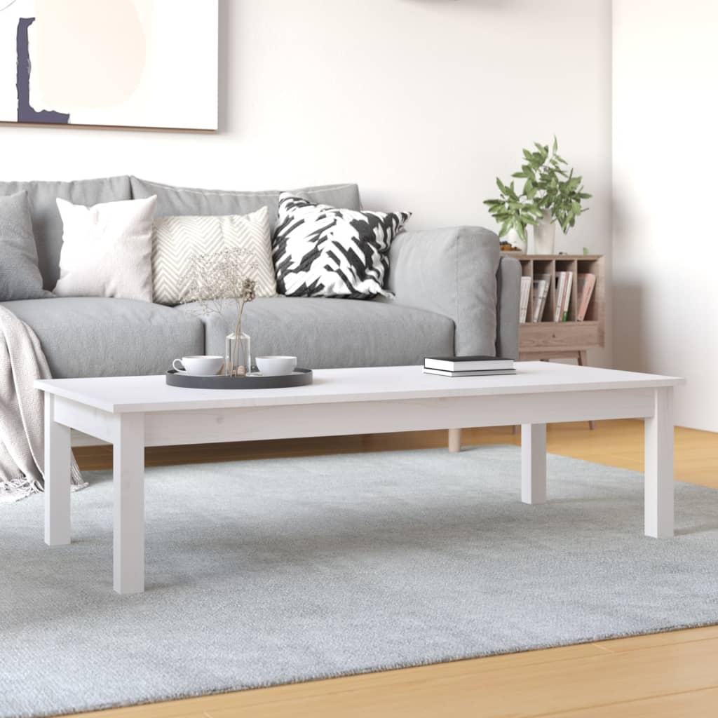 814235 vidaXL Coffee Table White 110x50x30 cm Solid Wood Pine