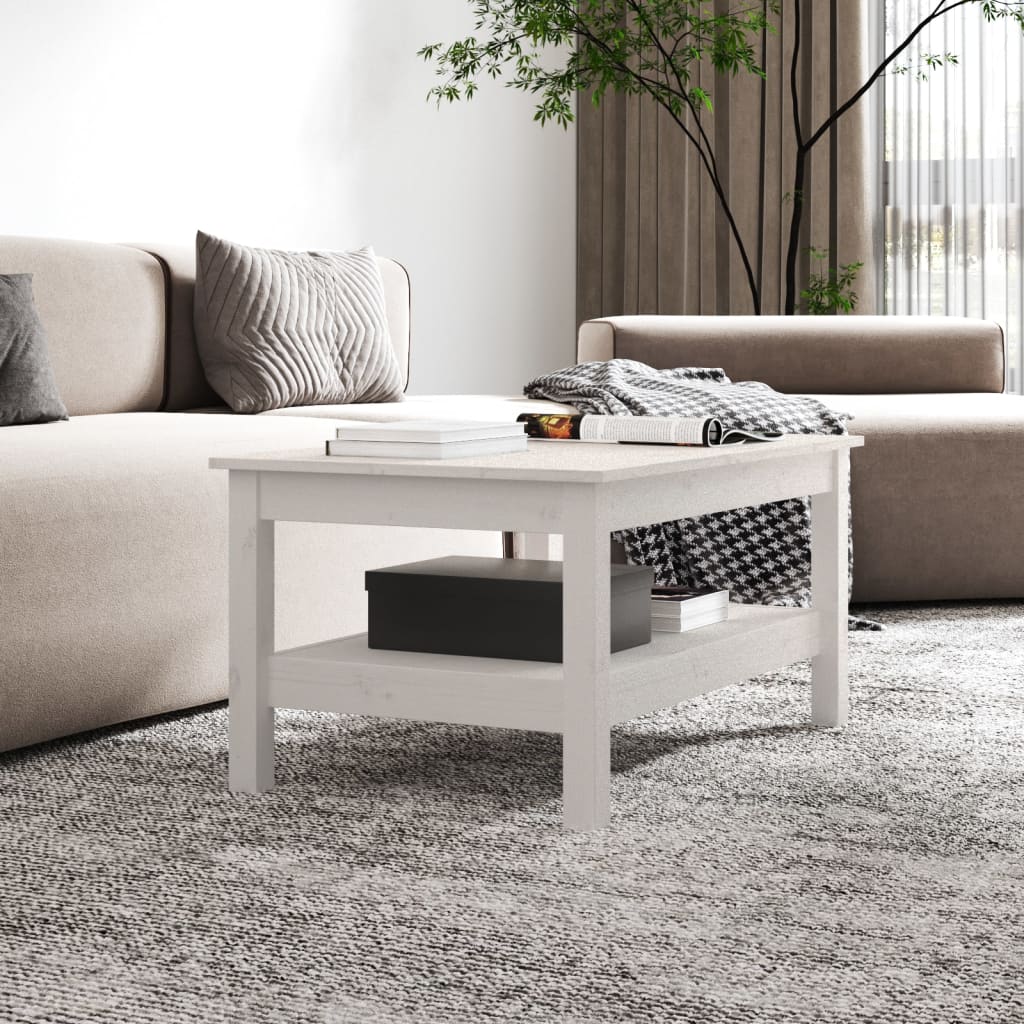 Coffee Table White 80x50x40 cm Solid Wood Pine