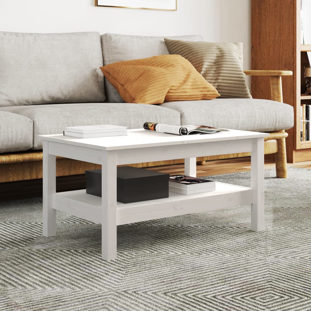 Coffee Table White 80x50x40 cm Solid Wood Pine