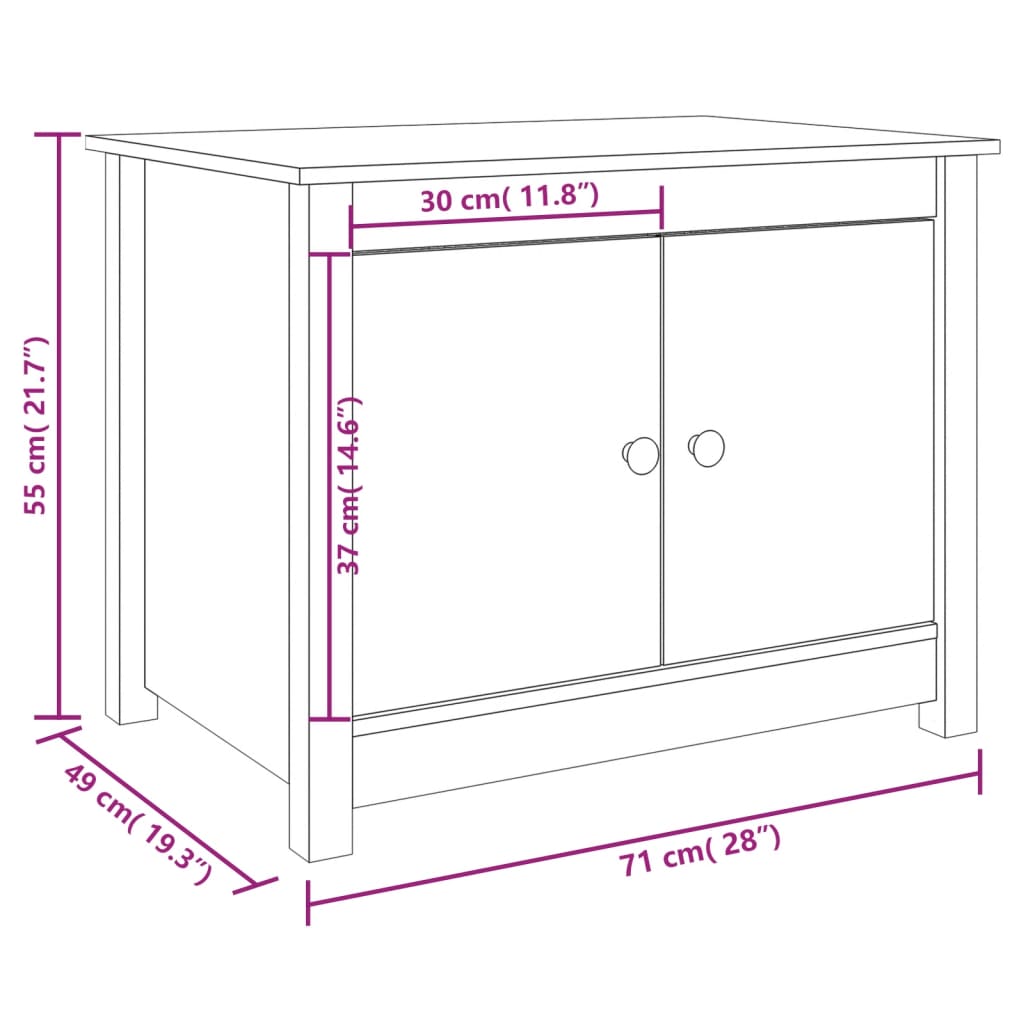 Coffee Table White 71x49x55 cm Solid Wood Pine