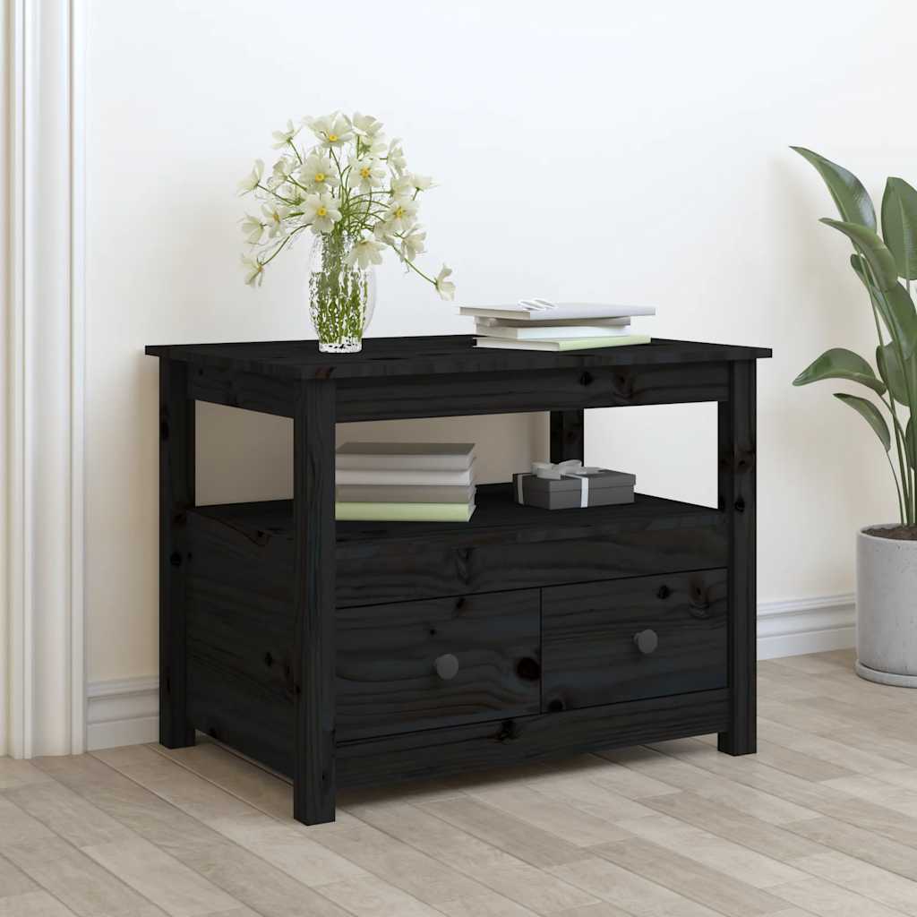 Coffee Table Black 71x49x55 cm Solid Wood Pine