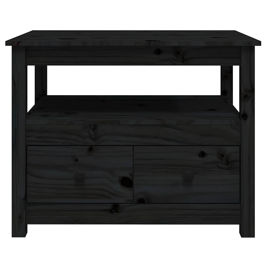 Coffee Table Black 71x49x55 cm Solid Wood Pine