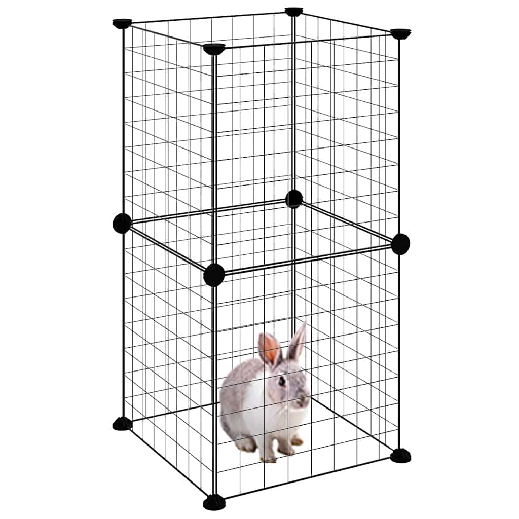 8-Panel Pet Cage Black 35x35x70 cm Steel