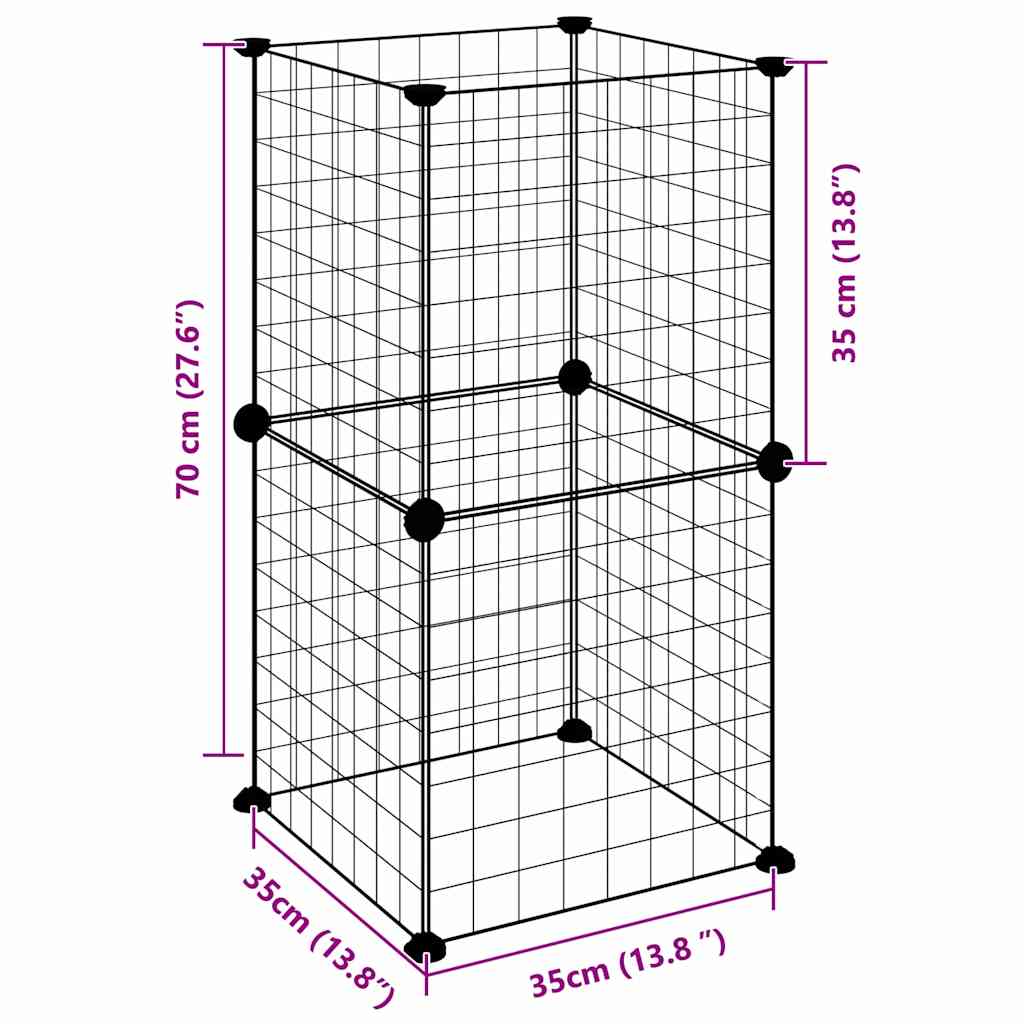 8-Panel Pet Cage Black 35x35x70 cm Steel