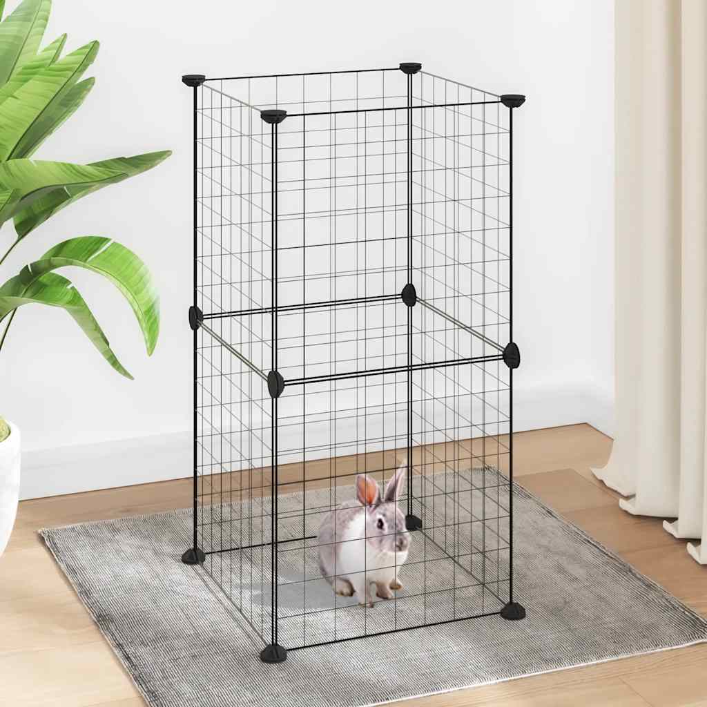 8-Panel Pet Cage Black 35x35x70 cm Steel