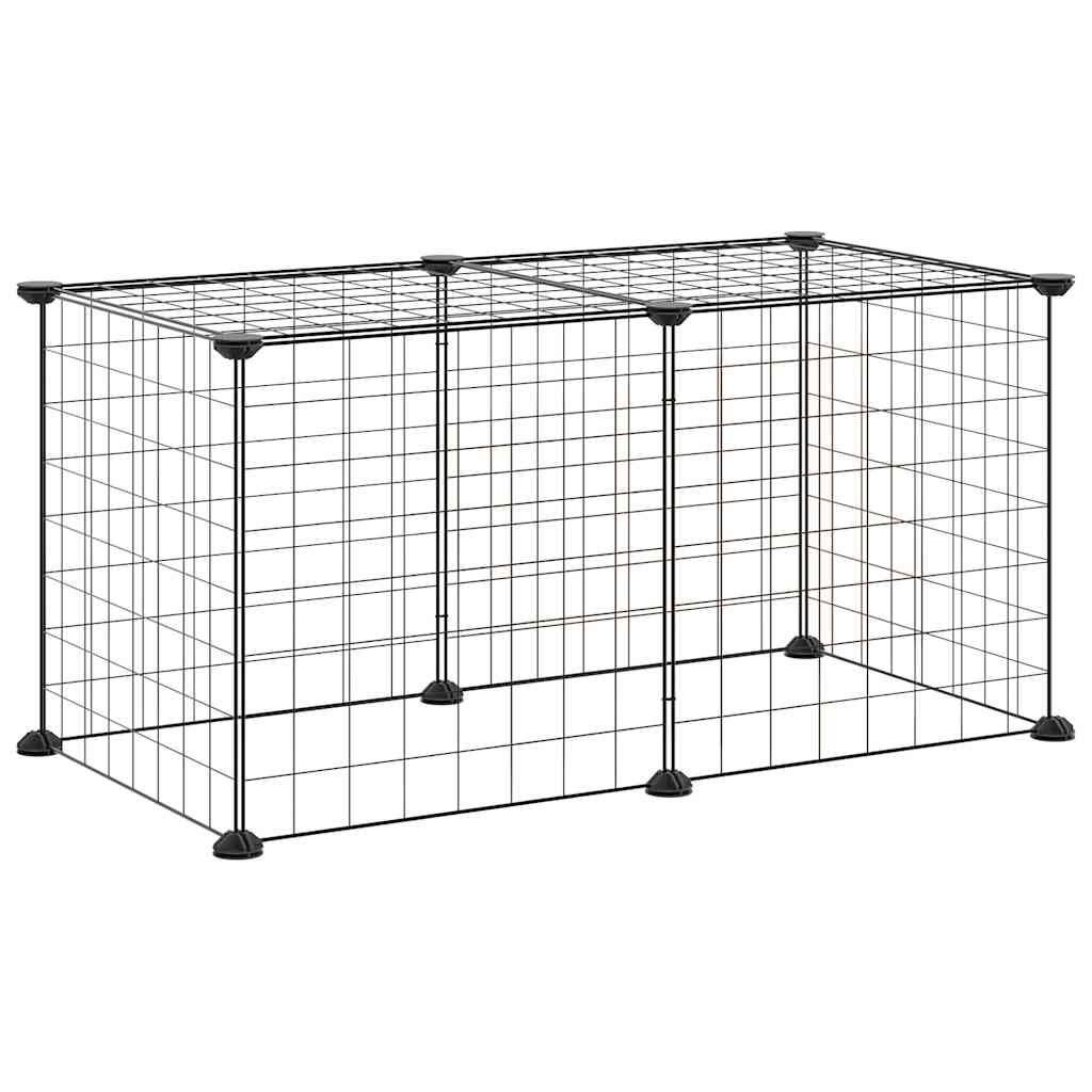 8-Panel Pet Cage Black 70x35x35 cm Steel