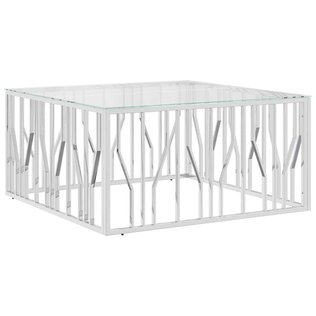 Coffee Table 100x100x50 cm Stainless Steel and Glass