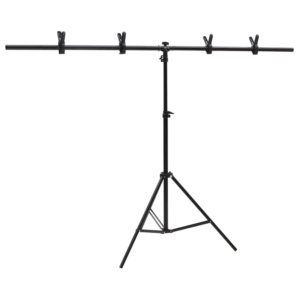T-Shape Background Stand Black 151x60x(70-200) cm