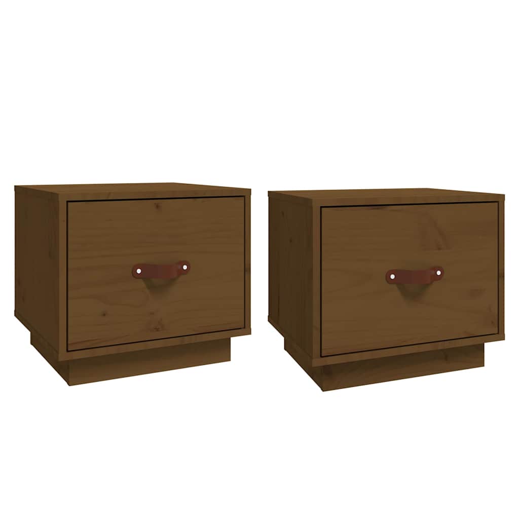 818292 vidaXL Bedside Cabinets 2 pcs Honey Brown 40x34x35 cm Solid Wood Pine