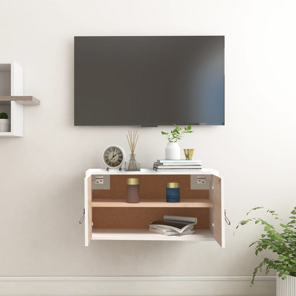 Wall Cabinet White 60x30x30 cm Solid Wood Pine