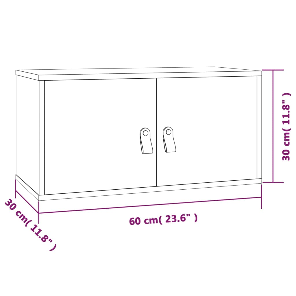 Wall Cabinet White 60x30x30 cm Solid Wood Pine