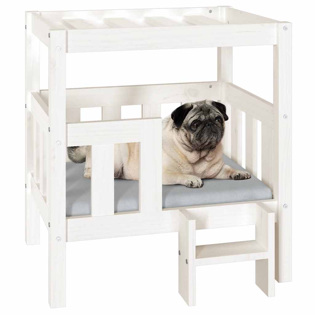 Dog Bed White 65.5x50.5x70 cm Solid Wood Pine