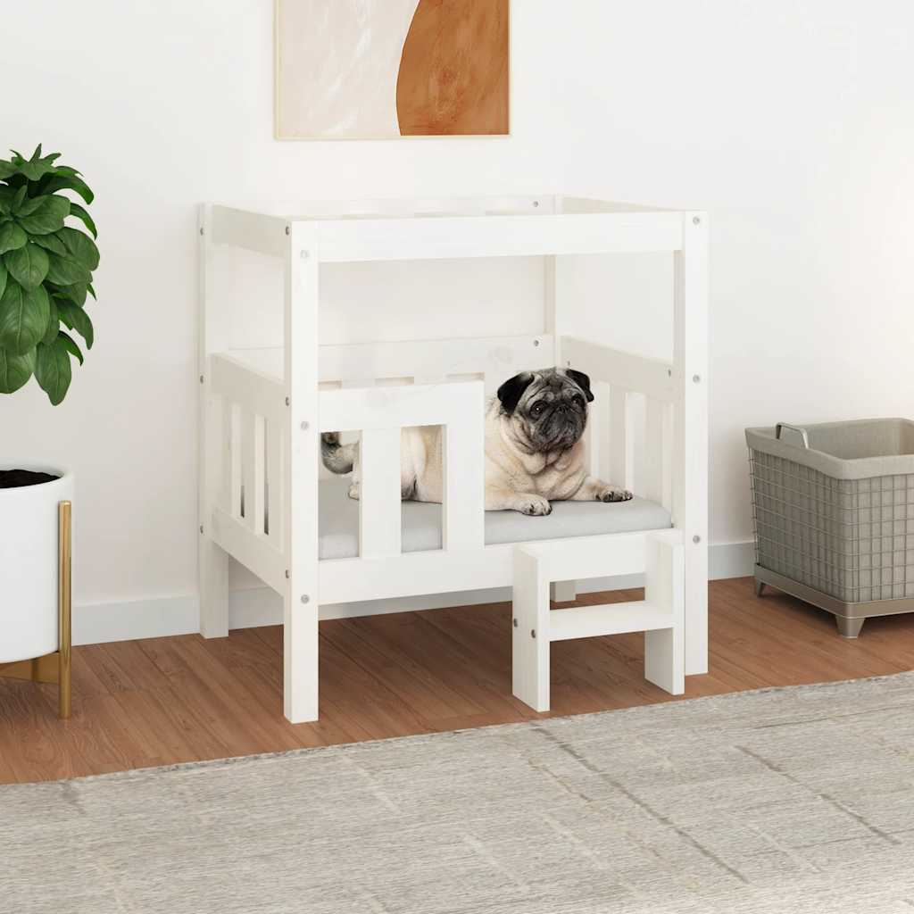 Dog Bed White 65.5x50.5x70 cm Solid Wood Pine