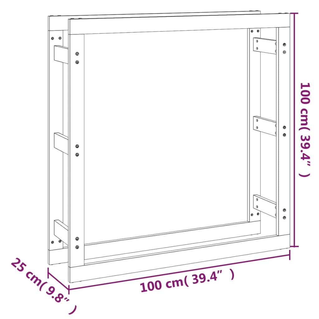 Firewood Rack Grey 100x25x100 cm Solid Wood Pine