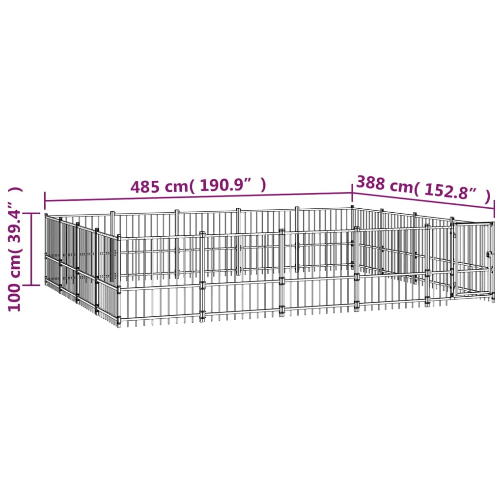 Outdoor Dog Kennel Steel 18.82 m²