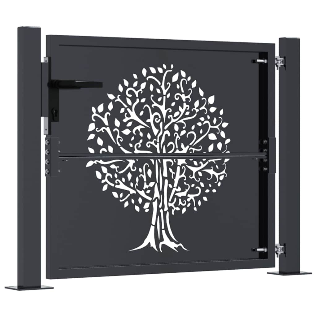 Garden Gate Anthracite 100x100 cm Steel Tree Design