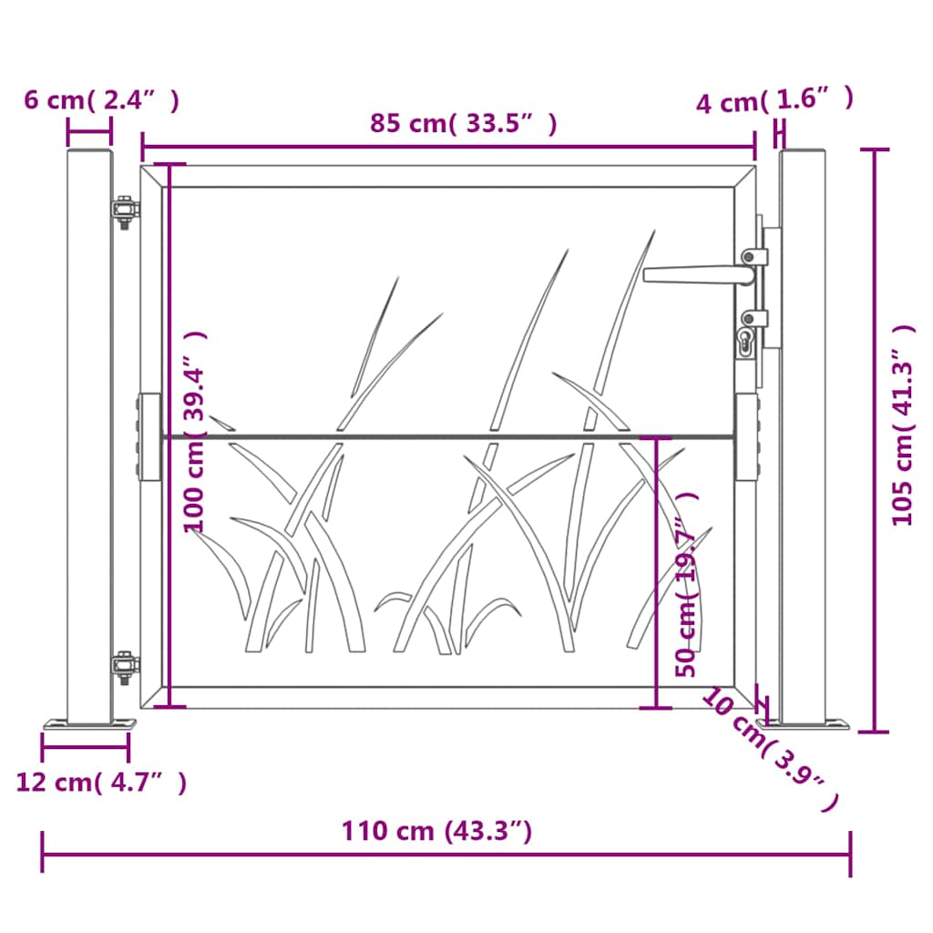 Garden Gate Anthracite 100x100 cm Steel Grass Design