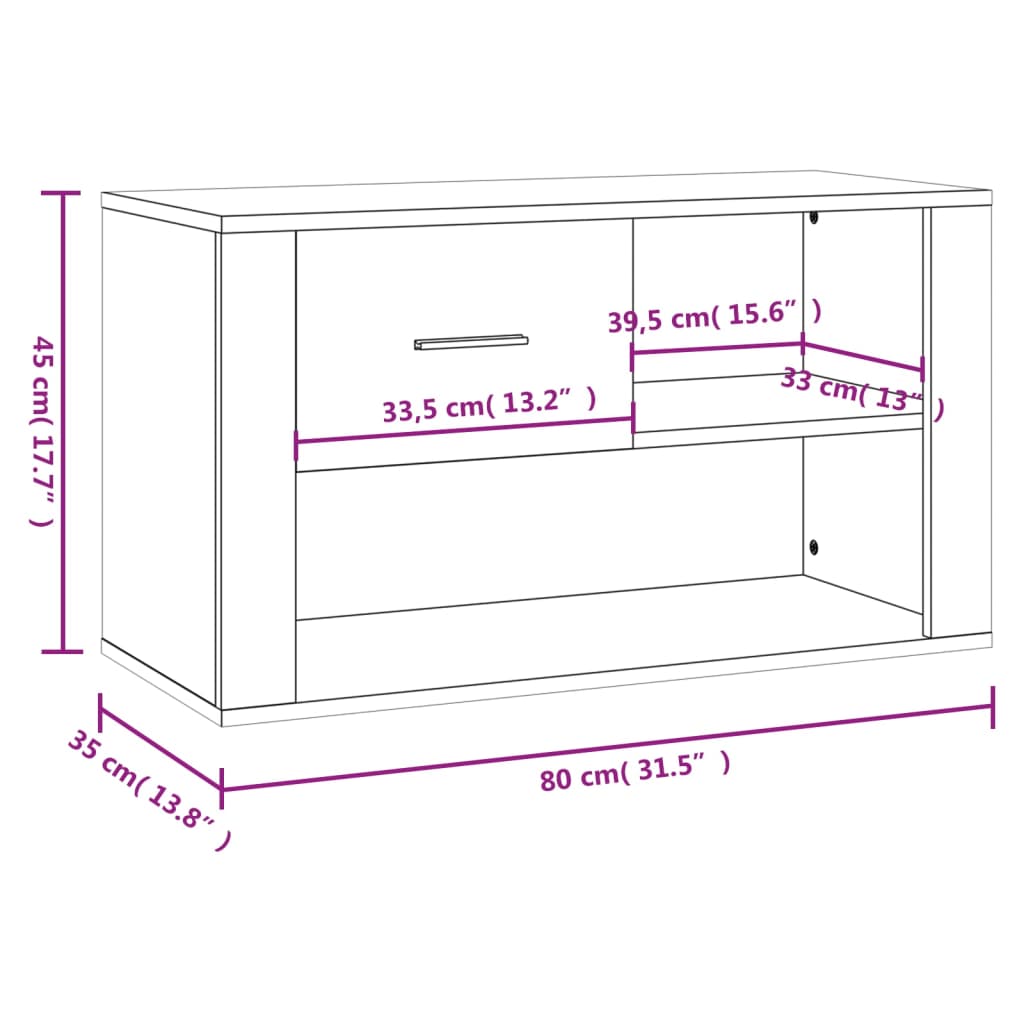 Shoe Cabinet White 80x35x45 cm Engineered Wood