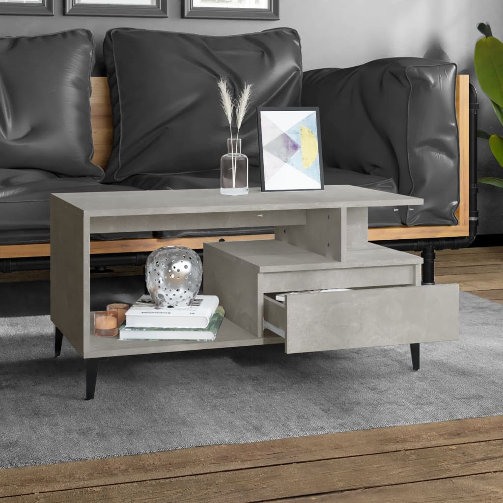 Coffee Table Concrete Grey 90x49x45 cm Engineered Wood