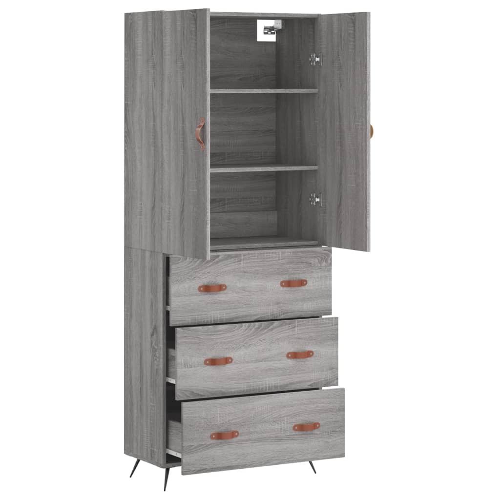Highboard Grey Sonoma 69,5x34x180 cm Engineered Wood
