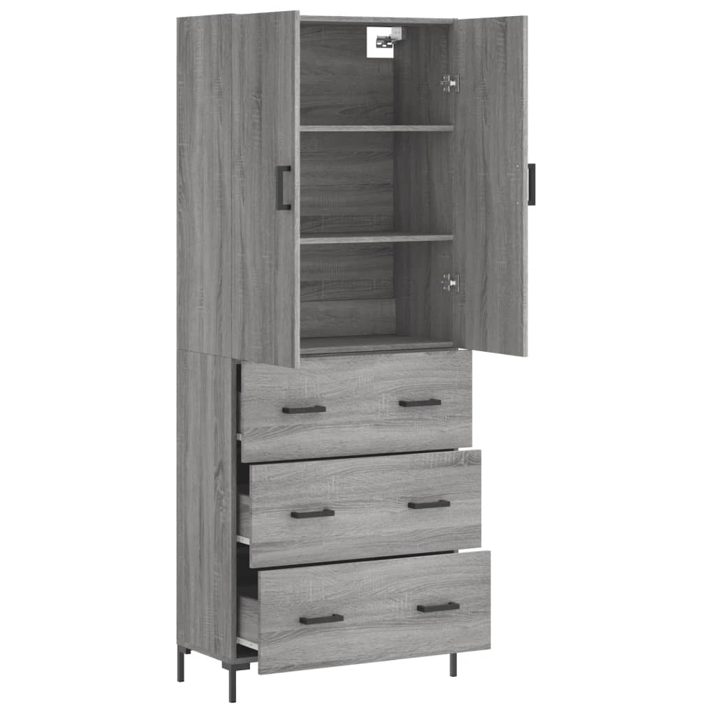 Highboard Grey Sonoma 69.5x34x180 cm Engineered Wood