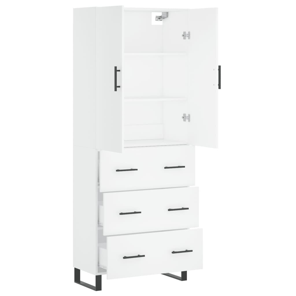 Highboard White 69.5x34x180 cm Engineered Wood