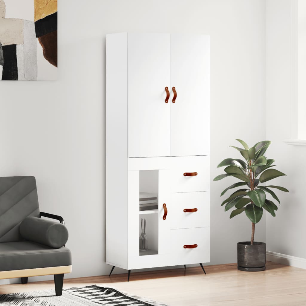 Highboard White 69,5x34x180 cm Engineered Wood